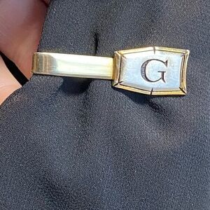 Vintage Men’s Tie Clip- Gold & Silver Tone Monogram “G”